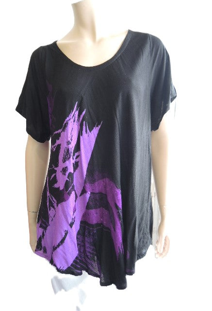 Black & Purple Rayon Top