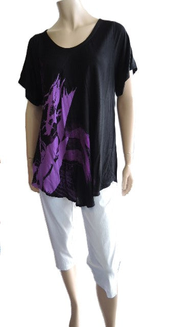 Black & Purple Rayon Top