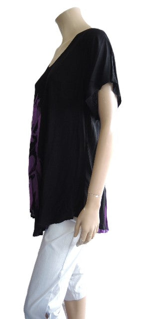 Black & Purple Rayon Top