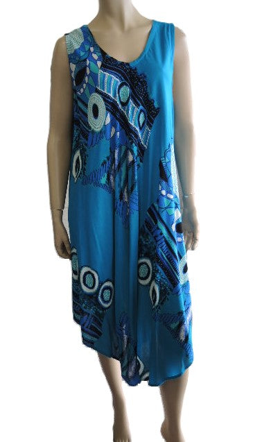 Turquoise Crinkle Rayon Dress