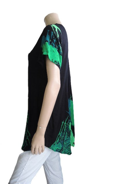 Green & Black Crinkle Rayon Top