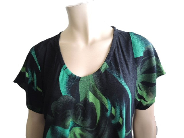 Crinkle Rayon Green & Black Top