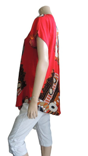 Red Crinkle Rayon Top