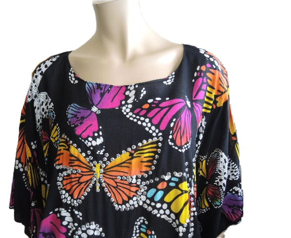 Black Butterfly Kaftan Top