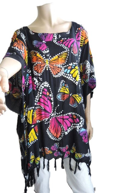 Black Butterfly Kaftan Top