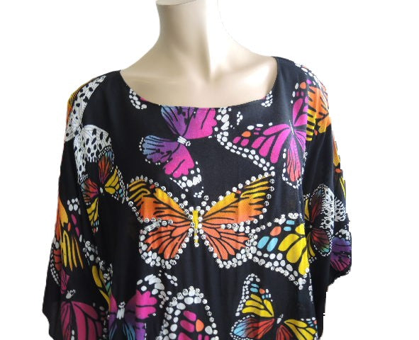 Black Butterfly Kaftan Top