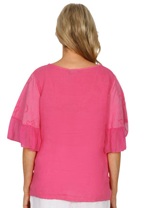 Italian Flutter Sleeve Top (Pink or White)