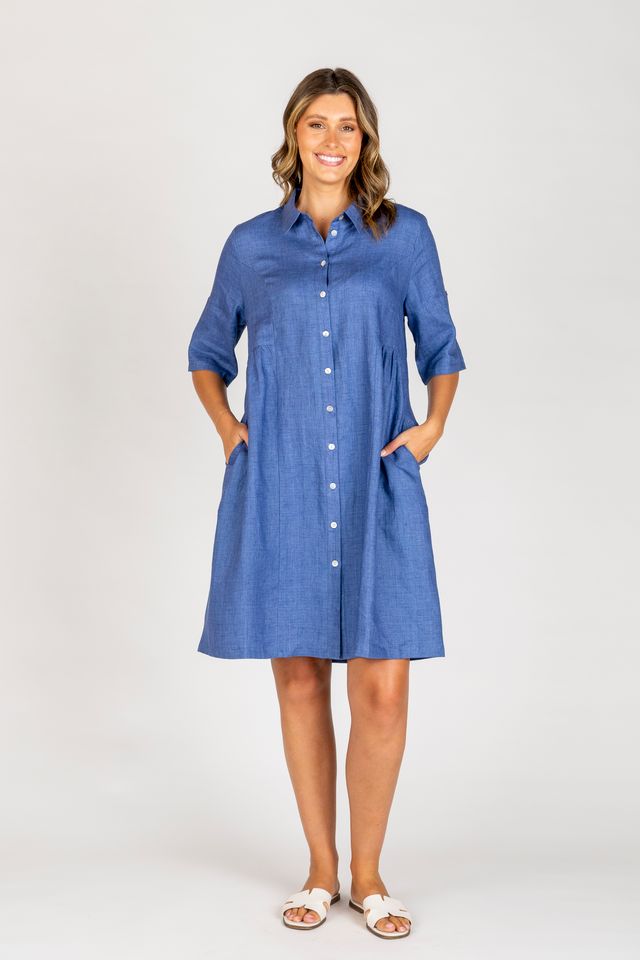 Maglia Button Through Linen Dress