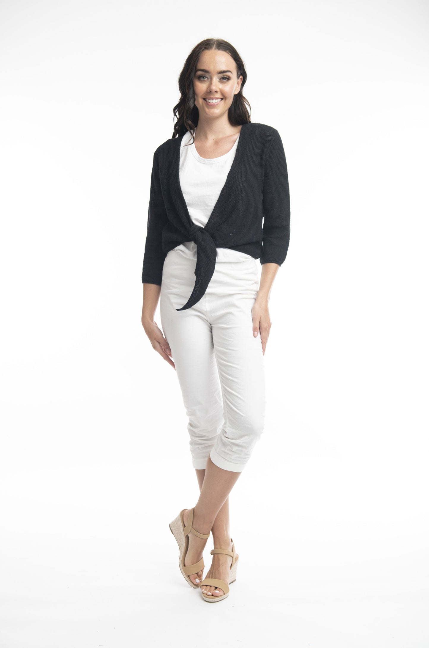 Orientique Wrap Knit Top (Black or White)