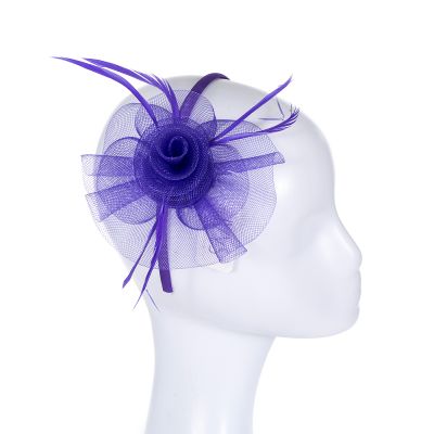 Feather and Tulle Fascinator (Teal or Purple)