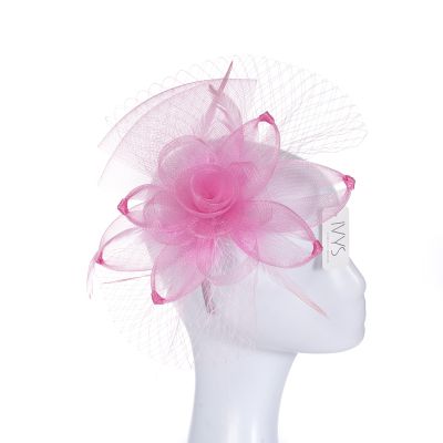 Stylish Tulle and Feather Fascinator (Green or Pink)