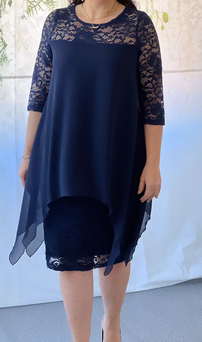 Four Girlz Navy  Lace Dress