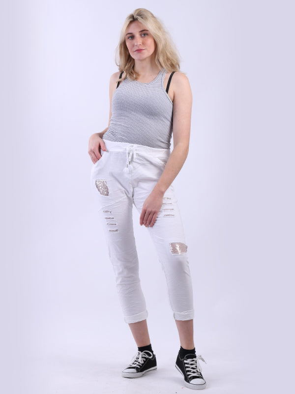 Italian Sequin Ripped Magic Pant (3 Colours)