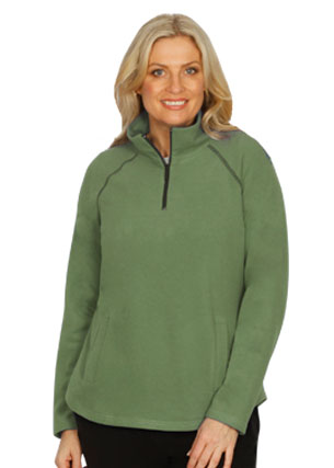 Emily Adams Cosy Zip Neck Top (Moss or Chambray)