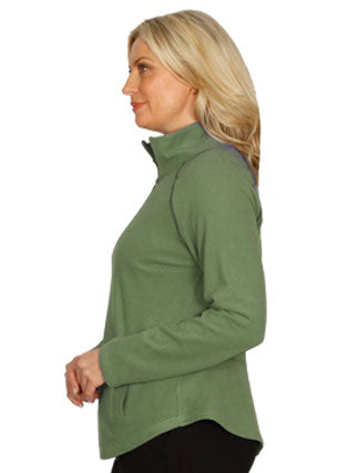 Emily Adams Cosy Zip Neck Top (Moss or Chambray)