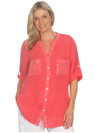 E'Talia Linen & Sequin Shirt (3 Colours)