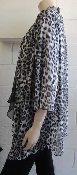 Shelz Leopard Print Chiffon Jacket