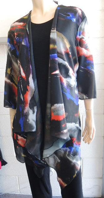 Shelz Drape Front Polished Chiffon Jacket