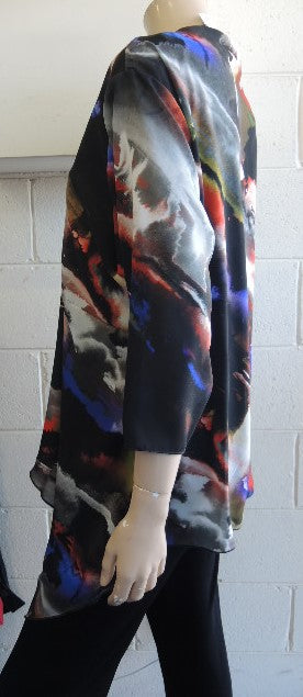 Shelz Drape Front Polished Chiffon Jacket