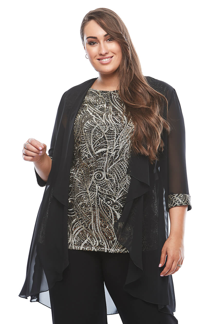 Joshua James Sequined top and Chiffon Jacket