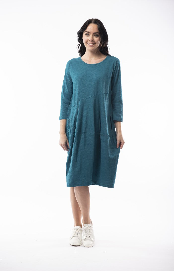 Orientique Stretch Cotton Bubble Dress (Black or teal)